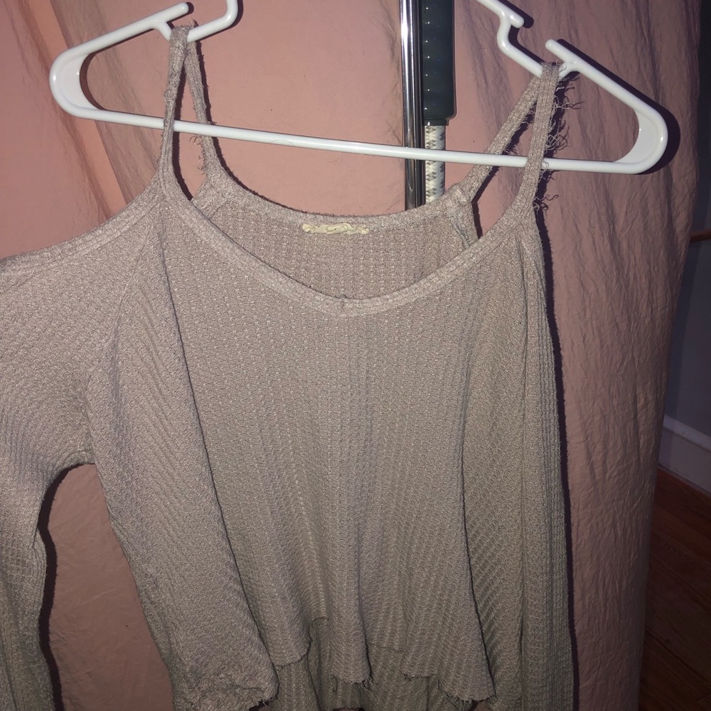 Cream off the shoulder knitwear top